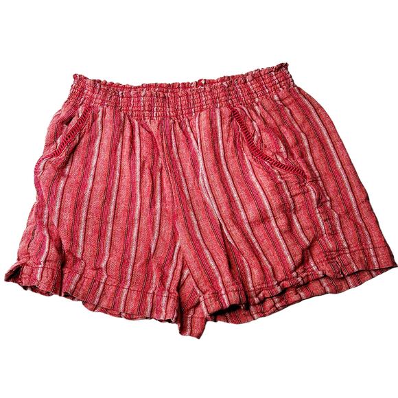 Briggs Red Striped Elastic Waist High Rise Dolphin Casual Shorts Size Medium - Picture 1 of 7